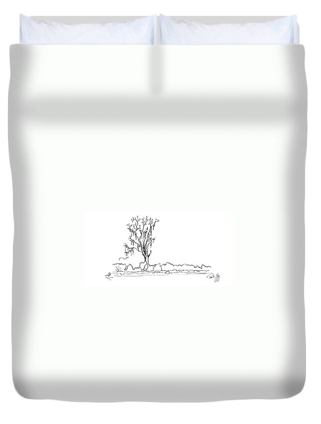 Gulf Of Mexico Duvet Cover featuring the digital art Spanish Moss Outside Delacroix Louisiana by Paul Gaj