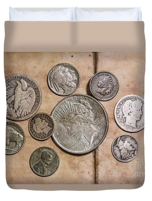 Spare Change Duvet Cover featuring the digital art Spare Change Ver Two by Randy Steele