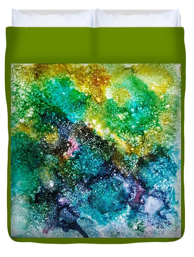 Alcohol Duvet Cover featuring the painting Sparkling Water by Terri Mills