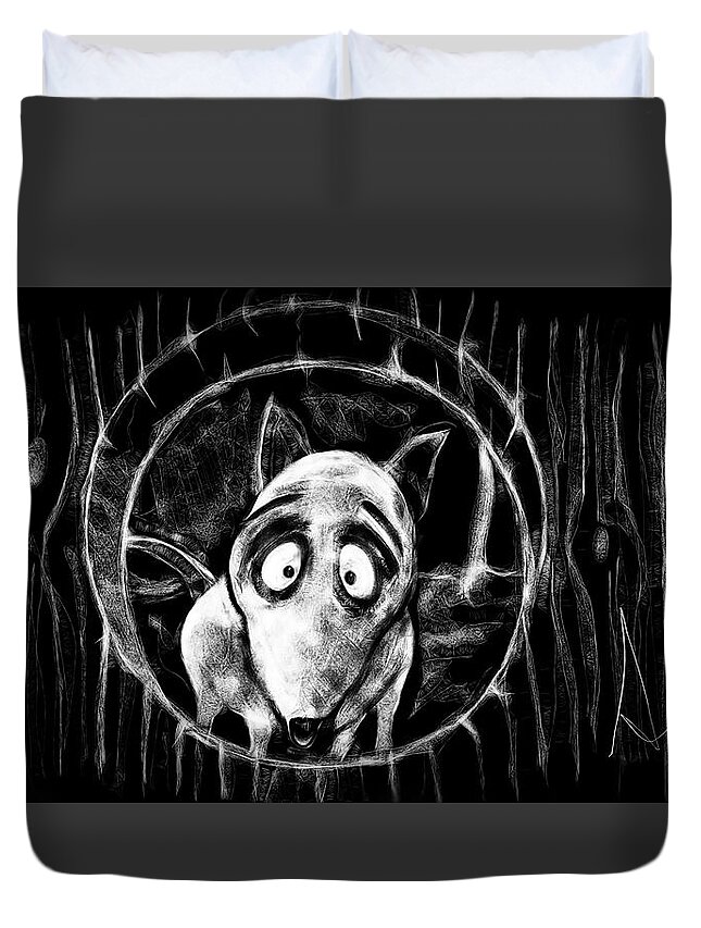 Sparky Duvet Cover featuring the drawing Sparky by Alessandro Della Pietra
