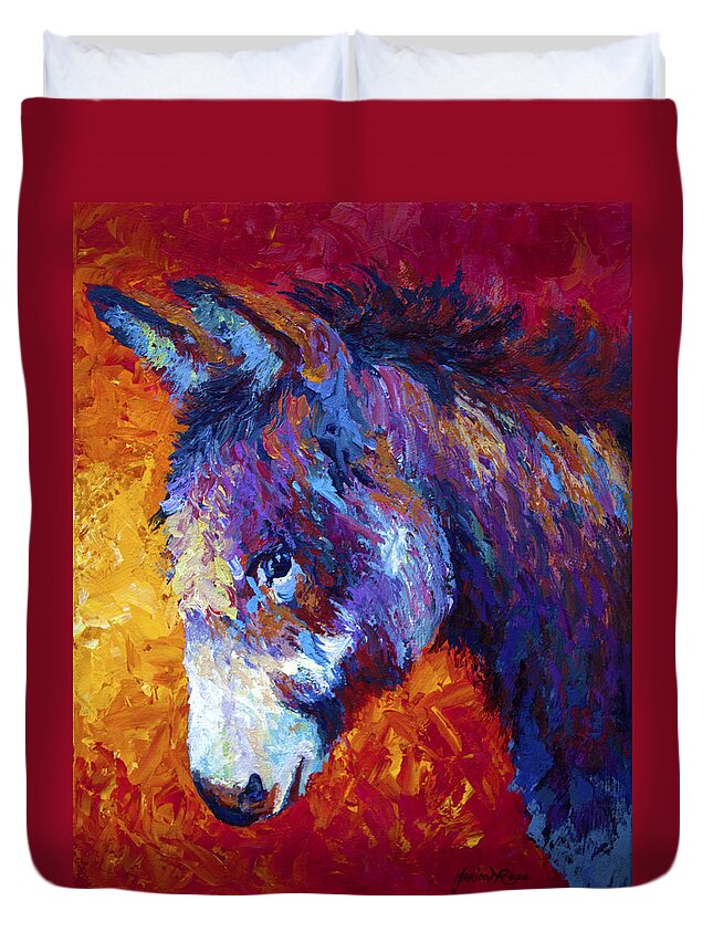 Burro Duvet Cover featuring the painting Sparky by Marion Rose