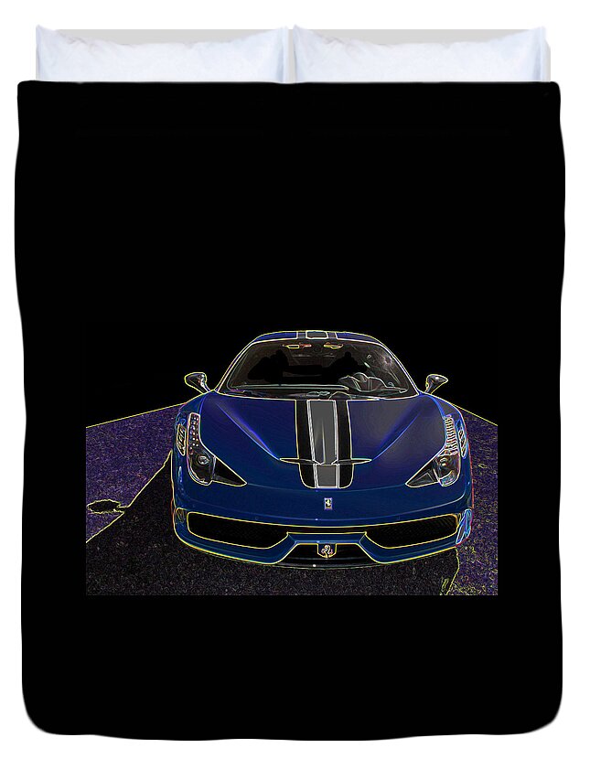 Ferrari Duvet Cover featuring the drawing Speciale art by Darrell Foster