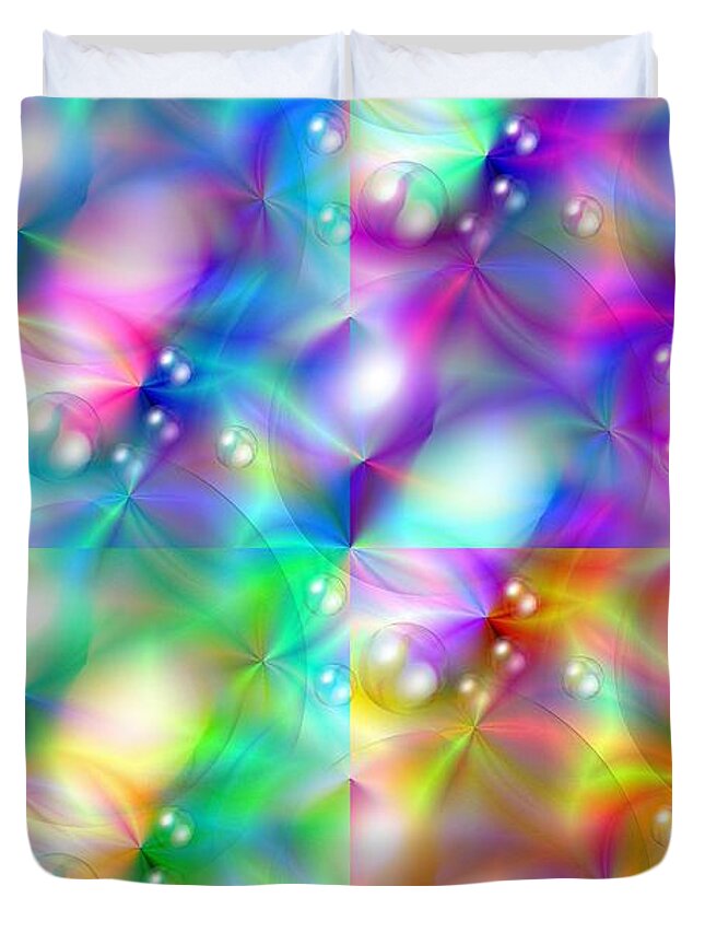 Mccombie Duvet Cover featuring the digital art Spectrum Lights Balls and Bubbles Series I Pop Art by J McCombie