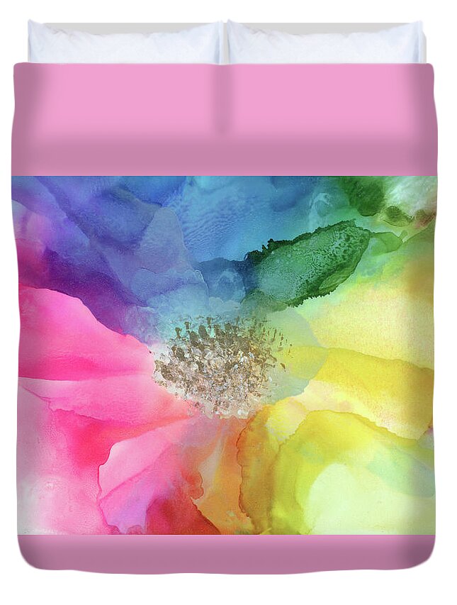 Flower Duvet Cover featuring the painting Spectrum of Life by Eli Tynan