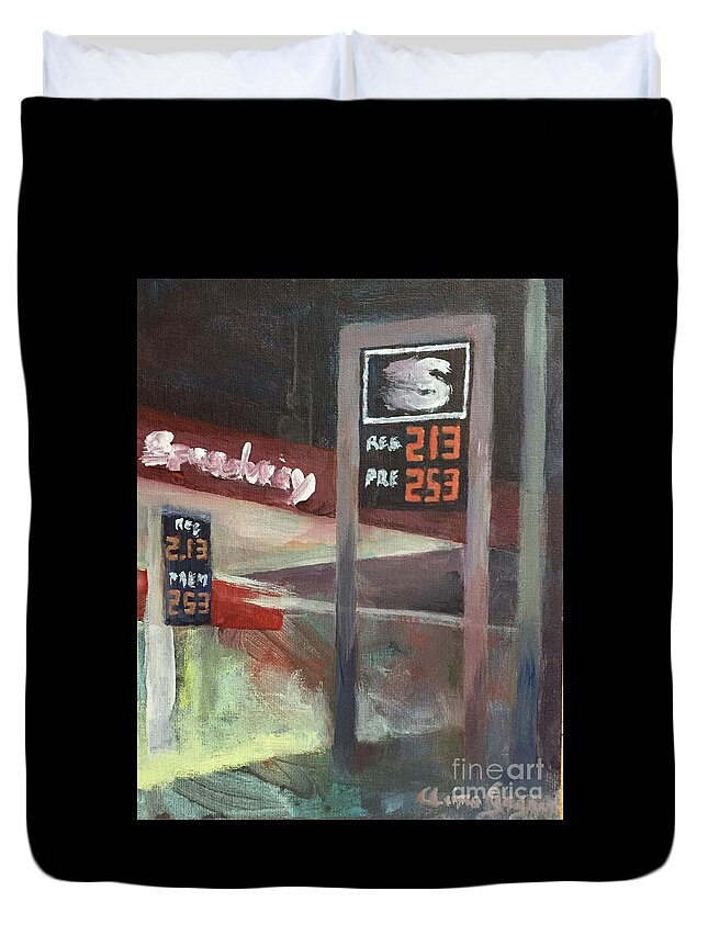 Speedway Duvet Cover featuring the painting Speedway by Claire Gagnon