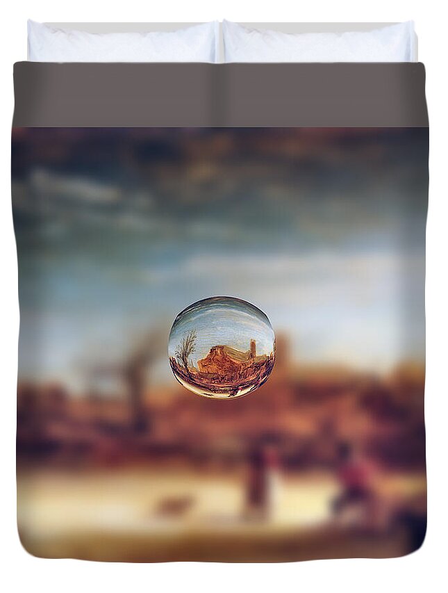 Post Modern Duvet Cover featuring the digital art Sphere 14 Rembrandt by David Bridburg