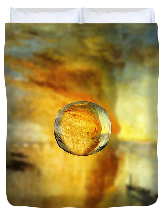 Abstract In The Living Room Duvet Cover featuring the digital art Sphere 26 Turner by David Bridburg