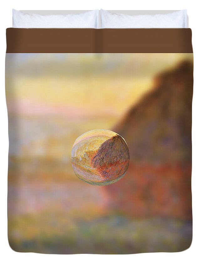 Abstract In The Living Room Duvet Cover featuring the digital art Sphere 5 Monet by David Bridburg