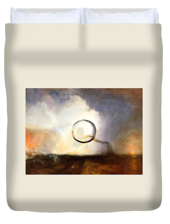 Abstract In The Living Room Duvet Cover featuring the digital art Sphere I Turner by David Bridburg