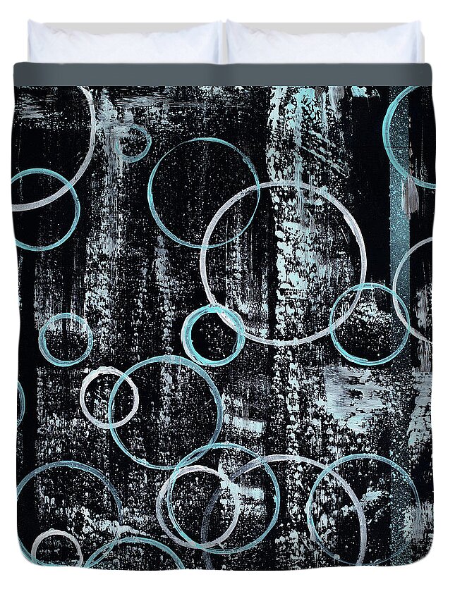 Abstract Duvet Cover featuring the painting Spheres by Tamara Nelson