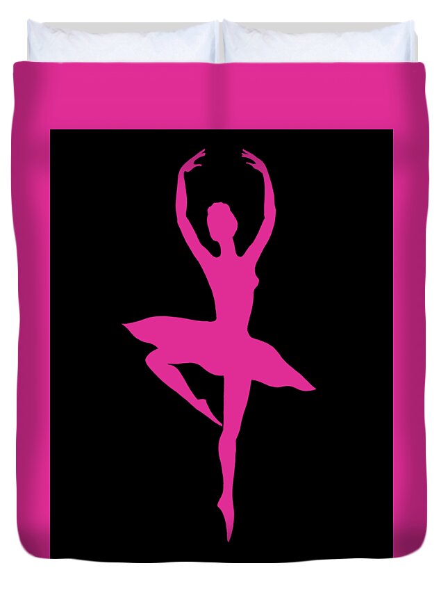 Ballerina Duvet Cover featuring the painting Spin Of Ballerina Silhouette by Irina Sztukowski