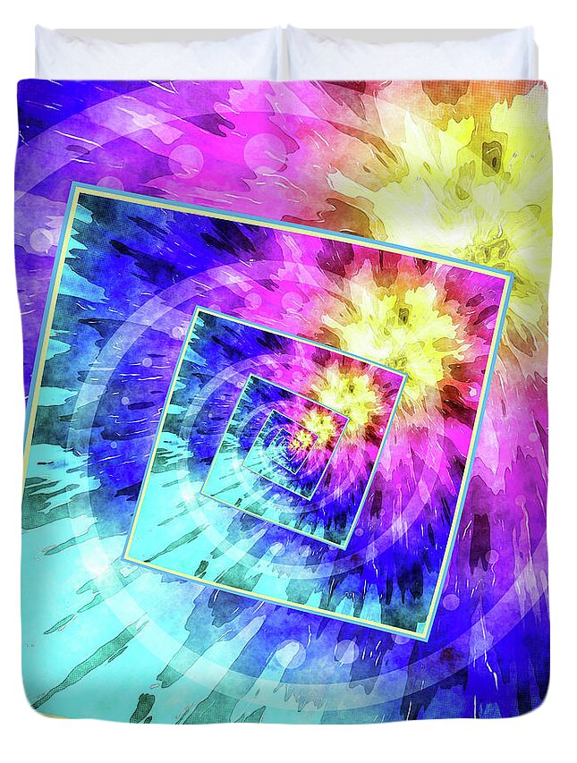 Tie Dye Duvet Cover featuring the digital art Spinning Tie Dye Abstract by Phil Perkins
