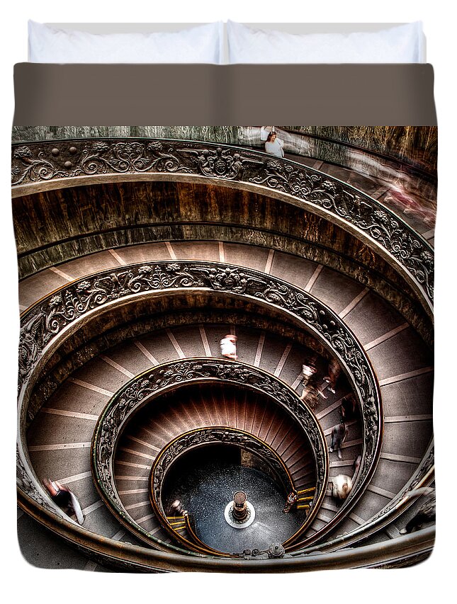 Spiral Staircase Duvet Cover featuring the photograph Spiral Staircase No1 by Weston Westmoreland