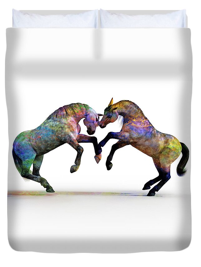 Horse Duvet Cover featuring the digital art Spirit and Spiritual by Betsy Knapp
