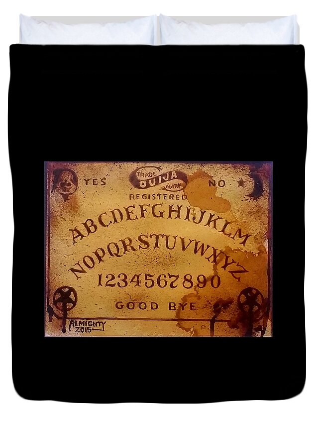 Ouija Board Duvet Cover featuring the painting Spirit Board - Proto by Ryan Almighty