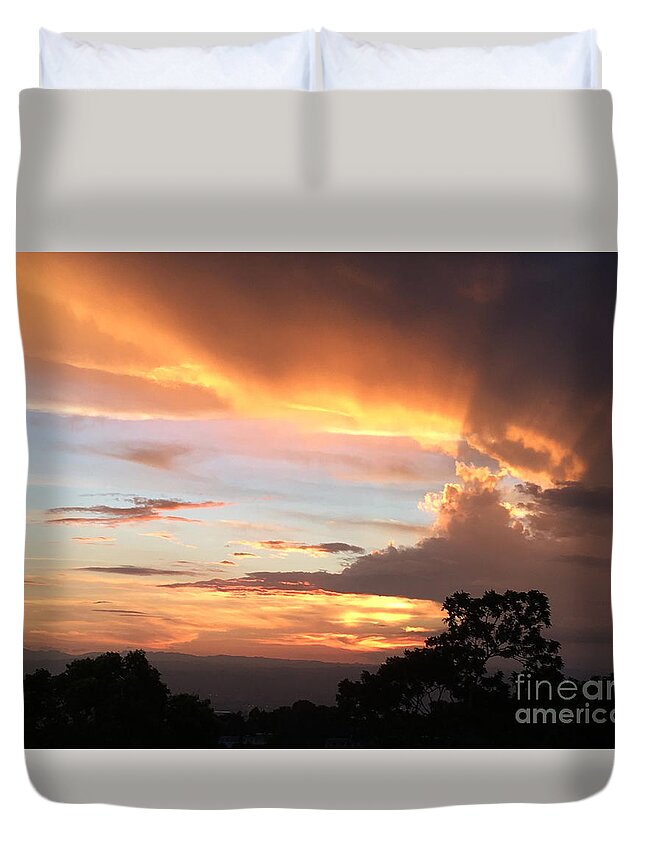 Sunset Duvet Cover featuring the photograph Spiritual Sunset by Alice Terrill
