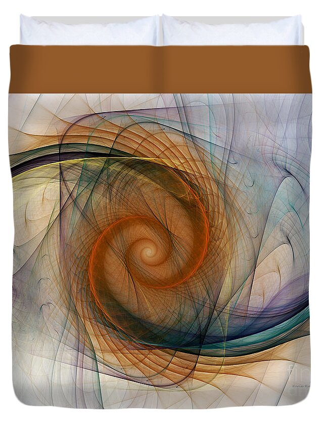 Abstract Duvet Cover featuring the digital art Spirograph Spiral by Karin Kuhlmann