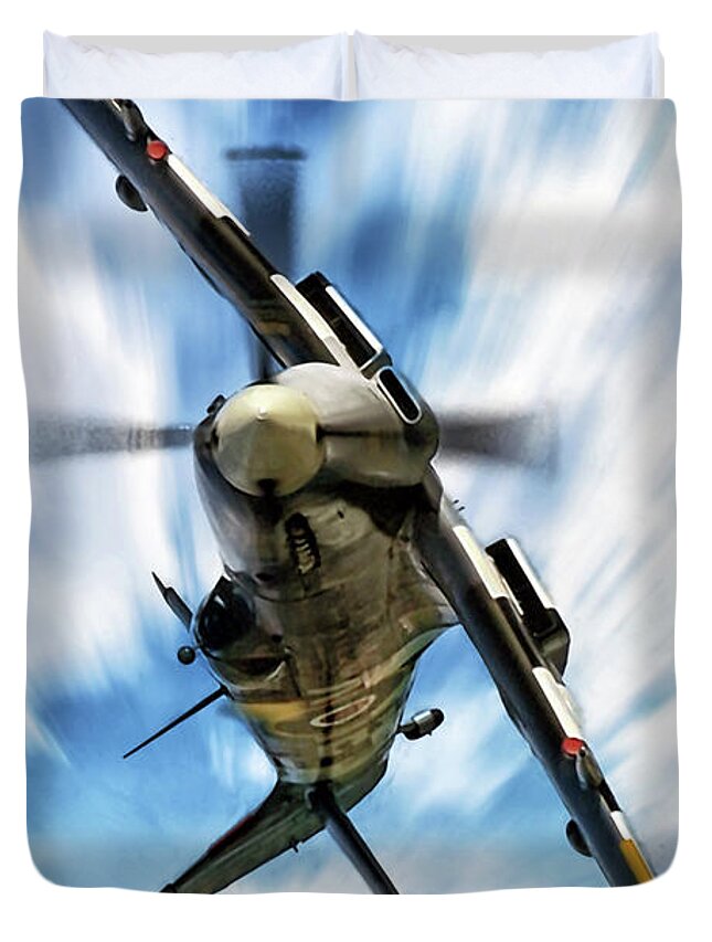 Spitfire Duvet Cover featuring the digital art Spitfire Roll by Airpower Art