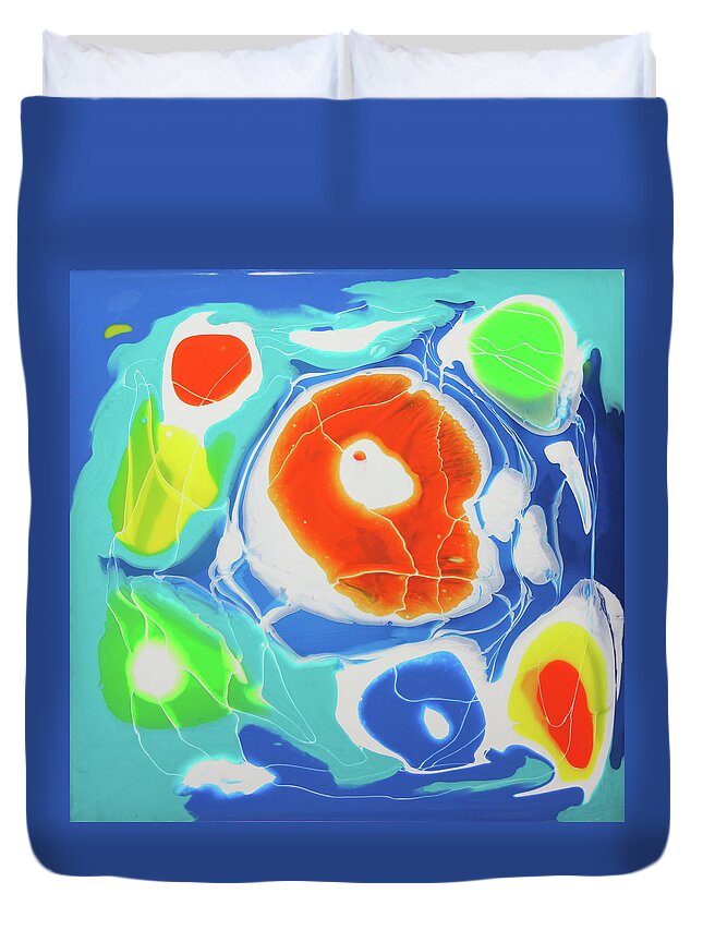 Aqua Duvet Cover featuring the painting Splash 2 by Madeleine Arnett