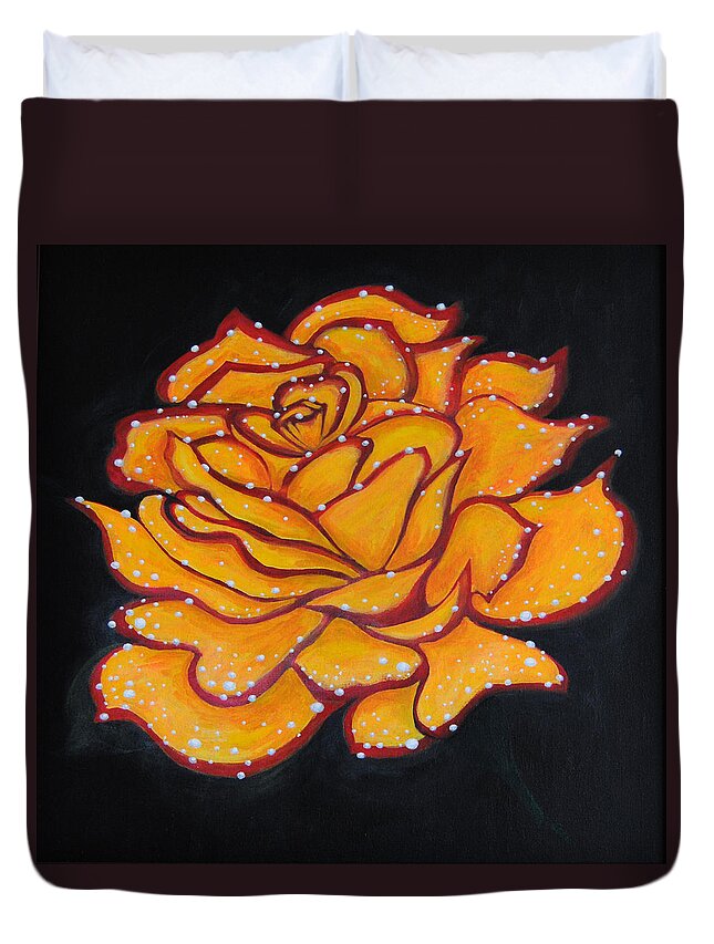 Rose Duvet Cover featuring the painting Splendid Armour by Vallee Johnson