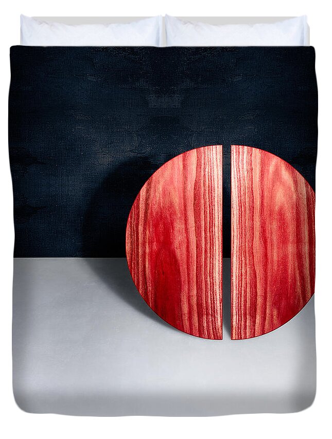 Block Duvet Cover featuring the photograph Split Circle Red by YoPedro