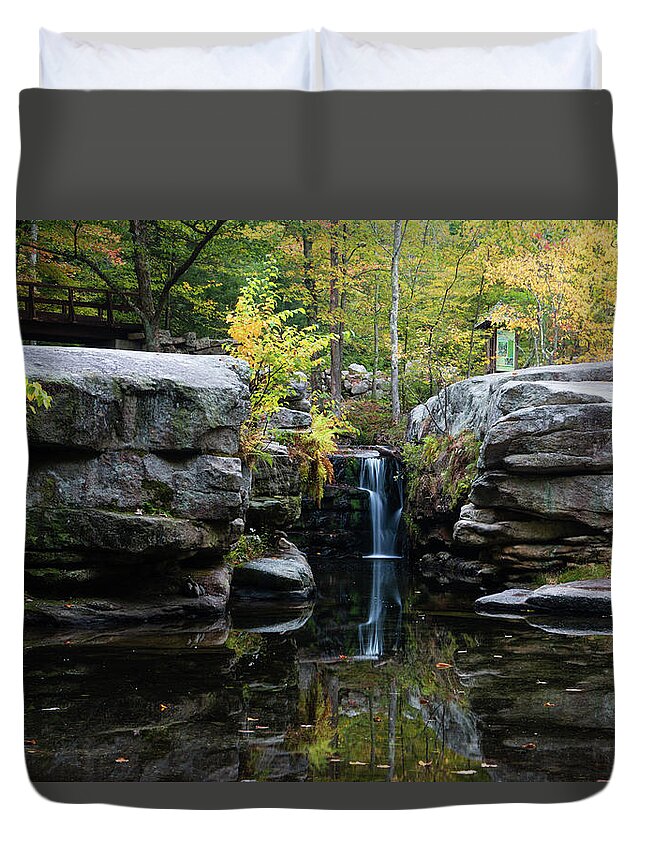 Waterfall Duvet Cover featuring the photograph Split Rock in October #1 by Jeff Severson