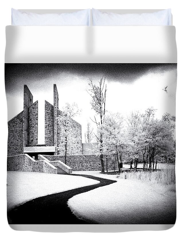 Infrared Duvet Cover featuring the photograph Split Towers by Paul W Faust - Impressions of Light