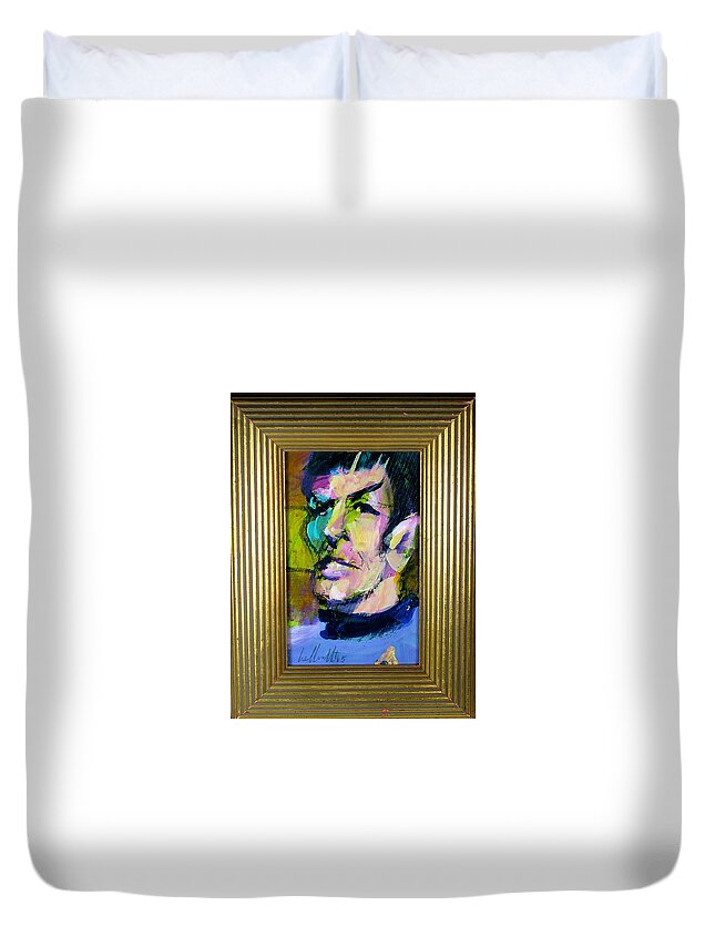 Mr. Spock Duvet Cover featuring the painting Spock by Les Leffingwell