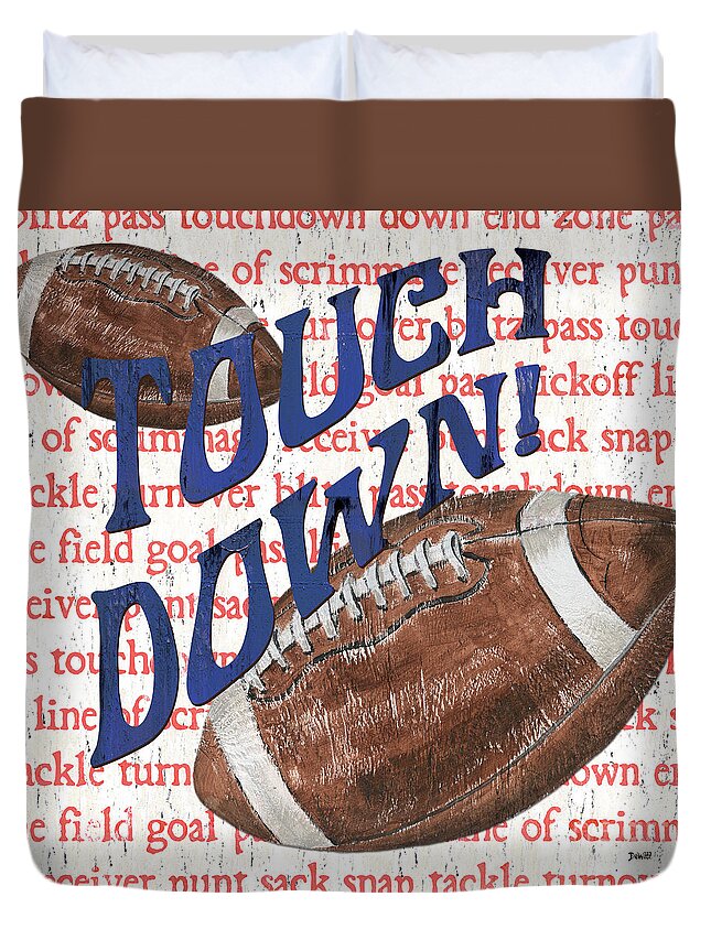 Football Duvet Cover featuring the painting Sports Fan Football by Debbie DeWitt