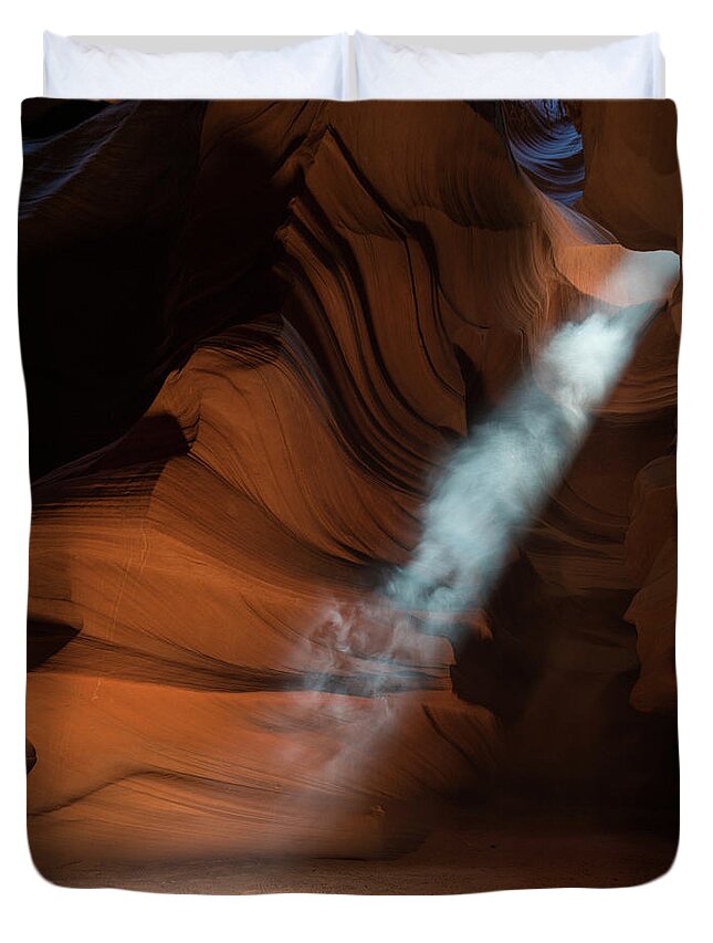 Antelope Canyon Duvet Cover featuring the photograph Spotlight by Bryan Xavier