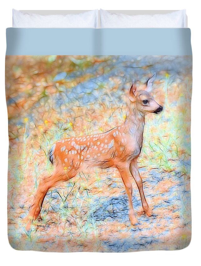 Spotted Fawn Duvet Cover featuring the photograph Spotted Fawn by Patrick Witz