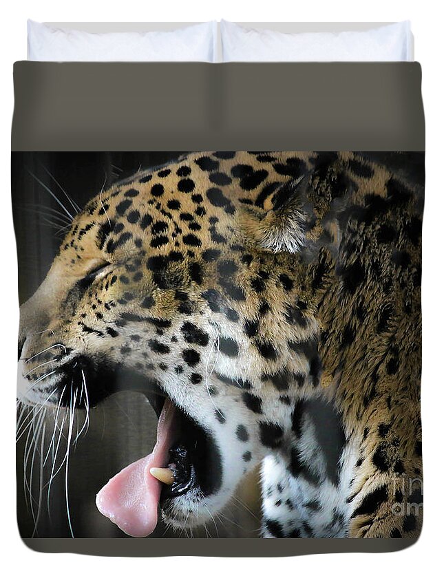 Spotted Jaguar Duvet Cover featuring the photograph Spotted Jaguar Memphis Zoo by Veronica Batterson