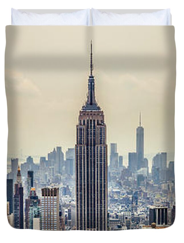 Empire State Building Duvet Cover featuring the photograph Sprawling Urban Jungle by Az Jackson