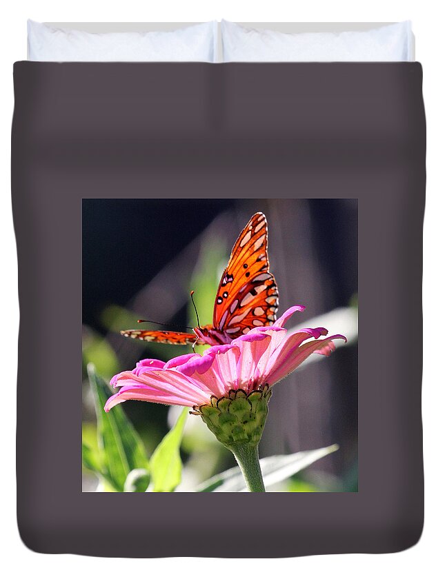 Gulf Fritillary Duvet Cover featuring the photograph Spread Out by Jennifer Robin