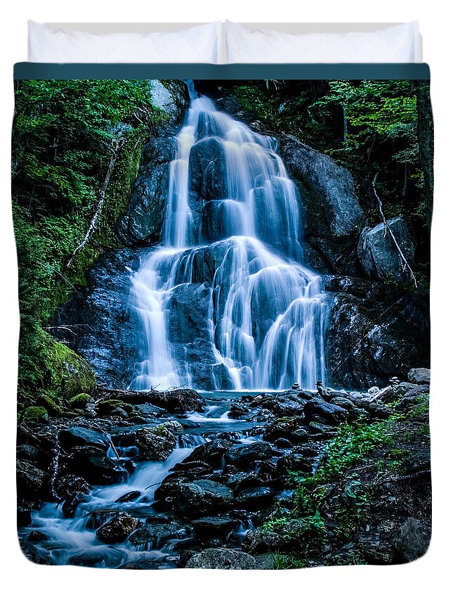Granville Duvet Cover featuring the photograph Spring at Moss Glen falls by Jeff Folger