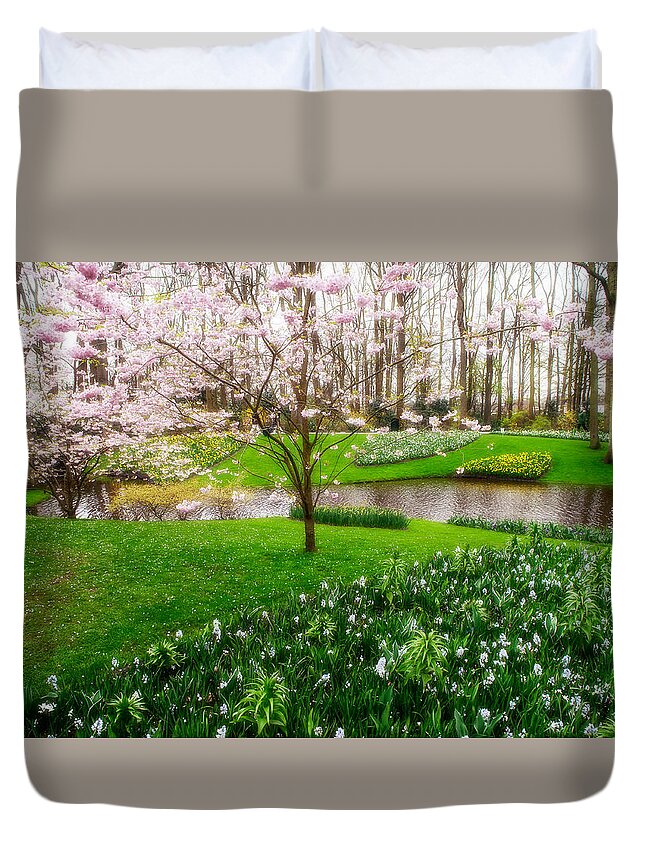 Spring Duvet Cover featuring the photograph Spring Blossom in Keukenhof Garden by Jenny Rainbow