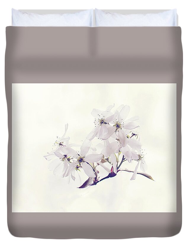 White Blossom Print Duvet Cover featuring the photograph Spring Blossom Print by Gwen Gibson