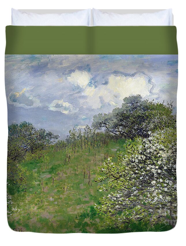 Spring Duvet Cover featuring the painting Spring by Claude Monet