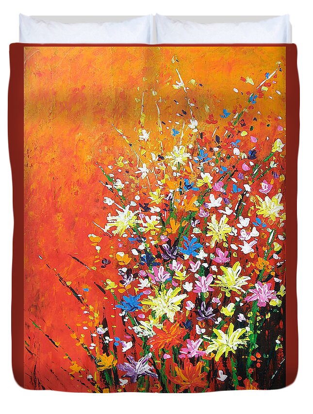 Spring Collection Duvet Cover featuring the painting Spring Collection by Kume Bryant