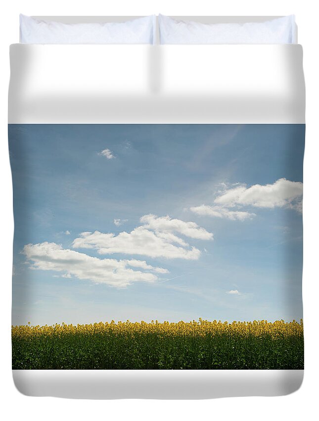 Helen Northcott Duvet Cover featuring the photograph Spring Day Clouds by Helen Jackson