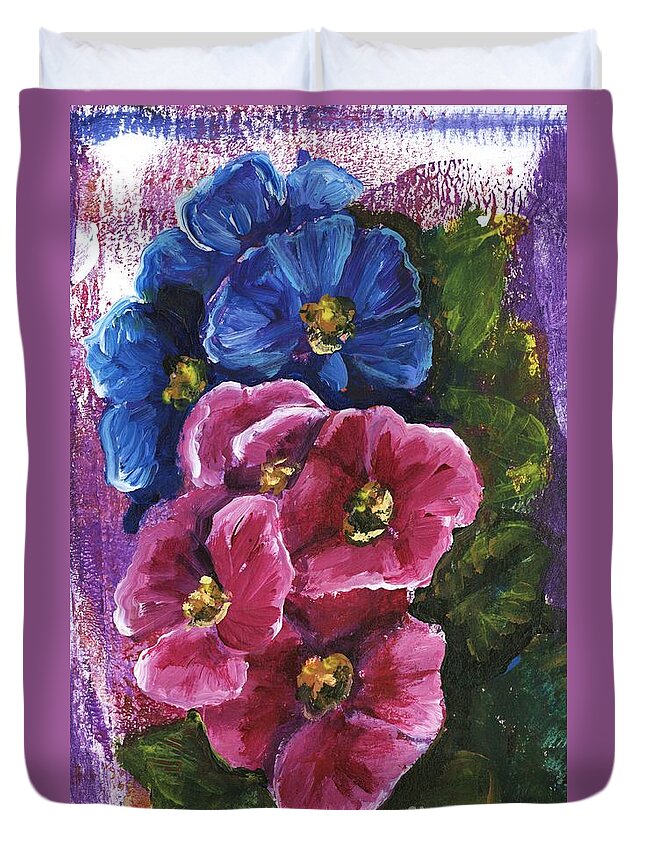 Flowers Duvet Cover featuring the painting Spring Flowers by Alga Washington