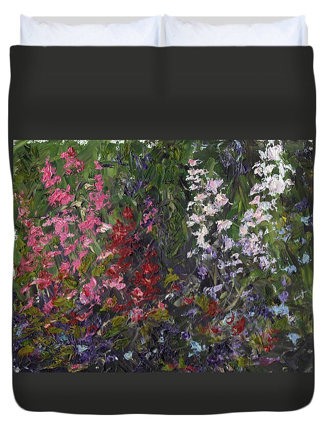 Palette Knife Duvet Cover featuring the painting Spring Garden by Diane Martens