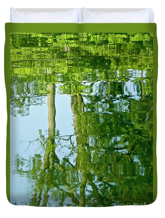 Tree Duvet Cover featuring the photograph Spring Greenery Reflections by Carol F Austin