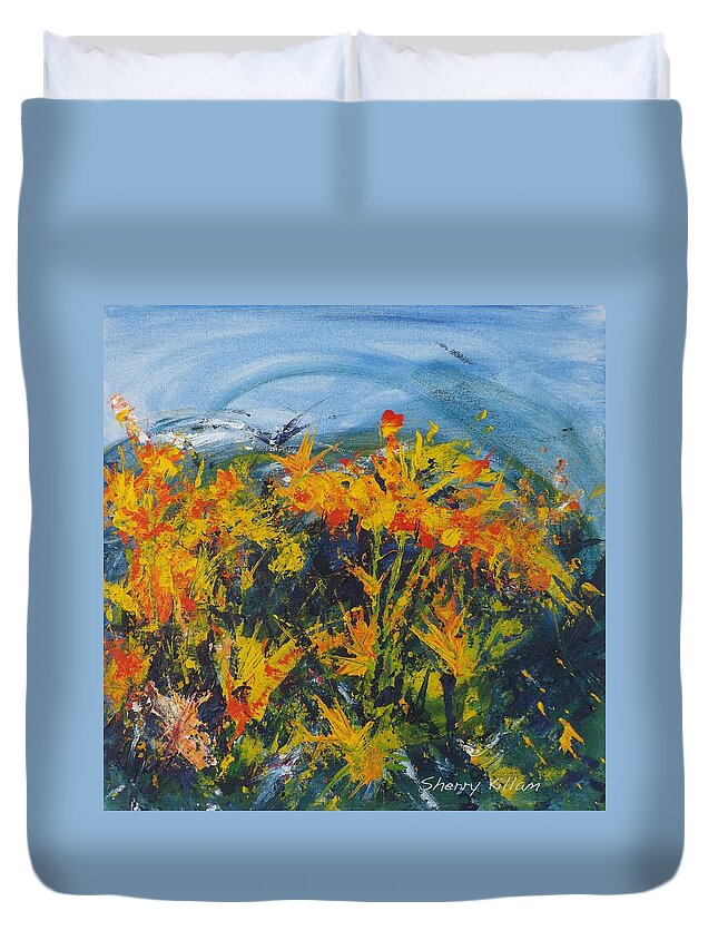 Garden Duvet Cover featuring the painting Spring Hopes by Sherry Killam