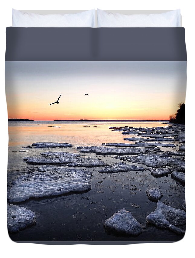 Spring Duvet Cover featuring the photograph Spring Ice Breakup by David T Wilkinson