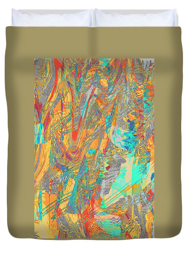 Abstract Duvet Cover featuring the digital art Spring Jazz by Stephanie Grant