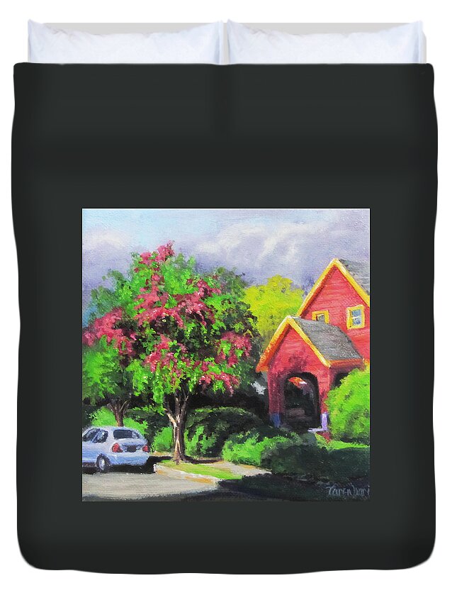 Portland Duvet Cover featuring the painting Spring Morning by Karen Ilari
