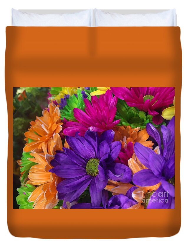 Spring Duvet Cover featuring the photograph Spring Mums by Nona Kumah