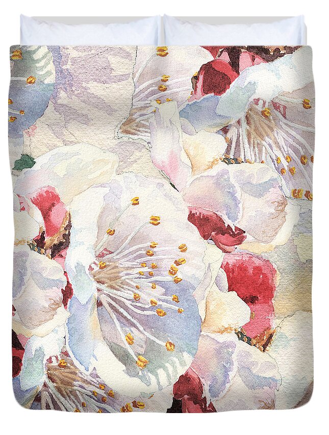 Spring Duvet Cover featuring the painting Spring Petals Abstract by Irina Sztukowski