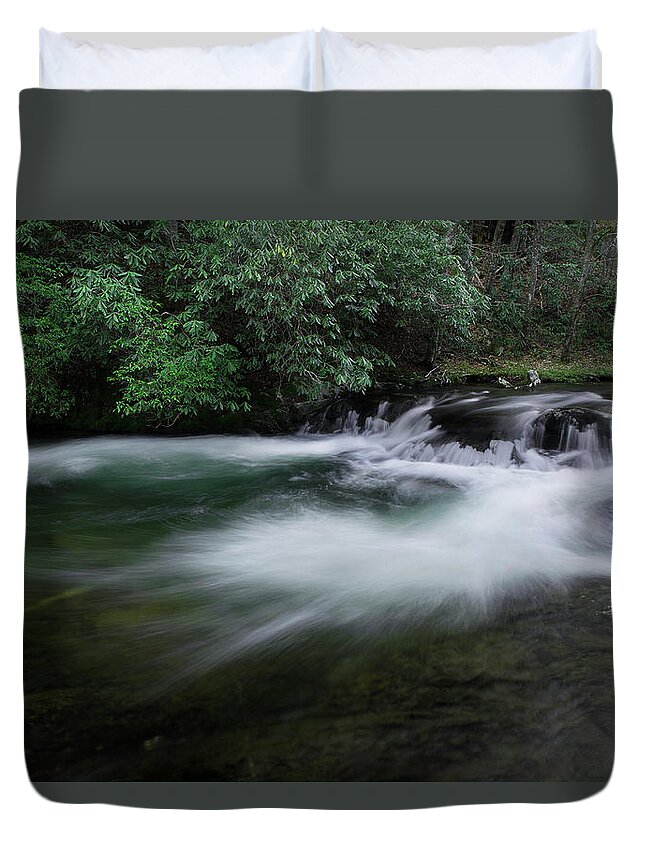 Stream Duvet Cover featuring the photograph Spring River by Mike Eingle
